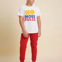 Jack & Jones Junior Boys Cotton Relaxed-Fit Graphic Printed Track Pants image 2