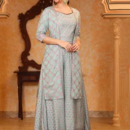 AURELIA Printed V Neck Top Jacket With Trousers Co-Ords Set image 5