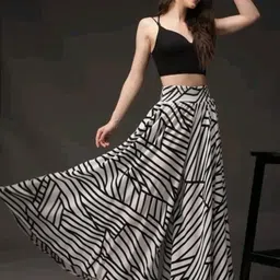 Women Flared Blue Crepe Trousers-image-6