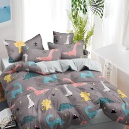 MORADO Brown & Blue Printed Double Bed Duvet Cover-image-67