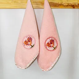 Myntra Elegant Homes Peach & White 3 Piece Printed Cotton 500 GSM Towel Set image 3