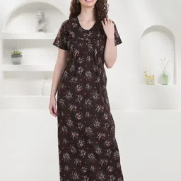 QUIRA Women Floral Printed Maxi Nightdress-image-6