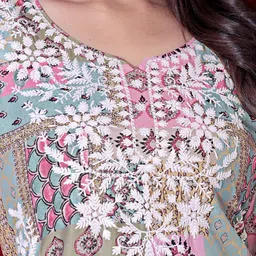 RUDRA LIFESTYLE Floral Embroidered Thread Work Pure Cotton Thread Work Kurti image 2