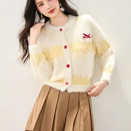 JC Collection Women Printed Crop Cardigan with Embroidered Detail image 4