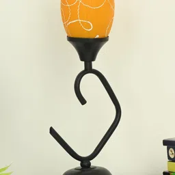 SOMIL Orange Printed Glass Cylindrical Shaped Table Lamp image 2