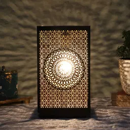 Devansh Black Textured Metal Traditional Rectangle Table Lamp image 3