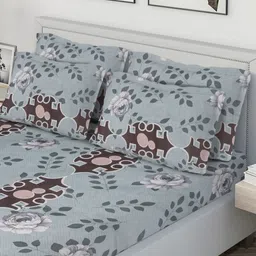 KLOTTHE Multicoloured Geometric 300 TC Cotton Blend Double Bedsheet with 4 Pillow Covers image 4