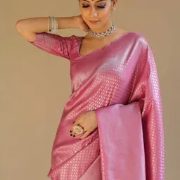 VelvetHue Woven Design Zari Border Saree With An Unstitched Blouse Piece image 2