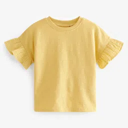 NEXT Girls Frilled Sleeve Pure Cotton T-shirt-picture-45