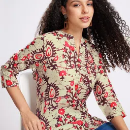 Anouk Rustic Paisley Printed Mandarin Collar Straight Kurti-image-42