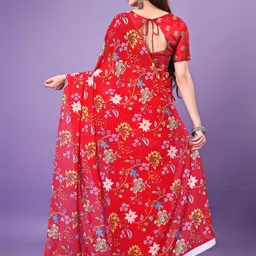 P D Silk Mills Floral Printed Pure Georgette Saree image 3