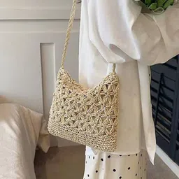 CORSICA Floral Self Design Structured Sling Bag With Cut Work-picture-34
