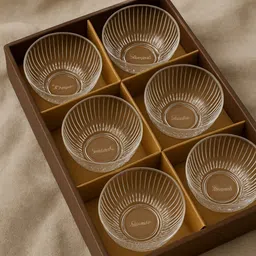 velintra Glass, Borosilicate Glass Serving Bowl Set of 6 Clear Ribbed Glass Dessert Bowls for icecream, pudding or snacks.-picture-37