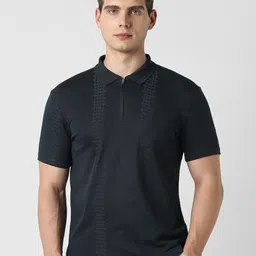 V Dot Polo Collar Self Design Slim Fit T-shirt-picture-54