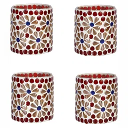 1ST TIME White & Red 4 Pcs Glass Candle Holders-image-78