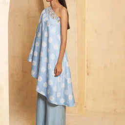 THETAA Hand Embroidered Off shoulder Tunic with Trousers Co-ord set image 4