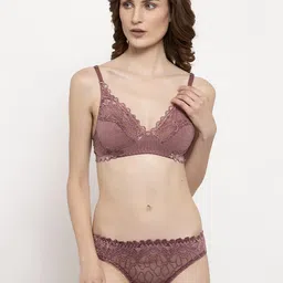 samvar Women Red,Maroon Net Bra Panty Set for Lingerie Set Undergarments Pack of 2 image 3