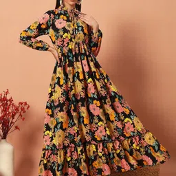 Krunal Raiyani Women Floral Printed Fit & Flare Maxi Dress-picture-29
