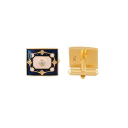 House of Pataudi Men Gold-Plated Stone-Studded Cufflinks image 4
