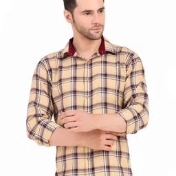 DESIGN UP Men Classic Slim Fit Opaque Checked Casual Shirt image 1