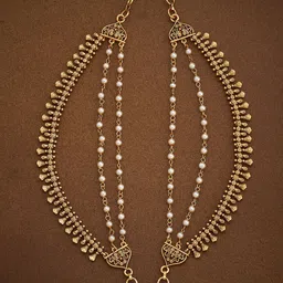 Kushal's Fashion Jewellery Women Gold-Plated Pearl Studded Ethnic Antique Matil Earrings-picture-11