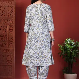 Anouk Women Floral Printed Regular Pure Cotton Kurta with Patiala image 3