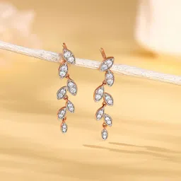 GIVA 18KT Branched Leaves Diamond Women Earrings - 4.01g-picture-40