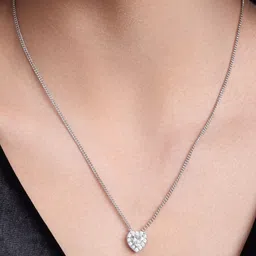 MALENA Silver Plated Crystals Studded Heart Shaped Diamond Necklace image 2