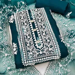 NEGRONI Embroidered Organza Unstitched Dress Material image 4