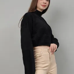 Fashion Gaiia Women High Neck Crop Pullover image 4