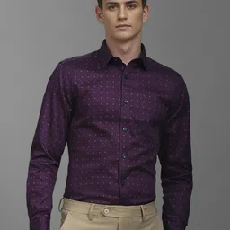 Louis Philippe Men Classic Spread Collar Floral Printed Cotton Formal Shirt-image-98