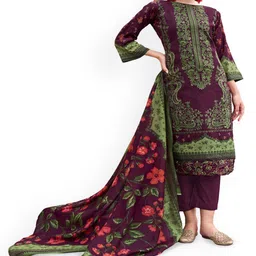 DRAVINAM Trends Embroidered Pure Cotton Unstitched Dress Material-picture-54