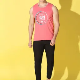 WOOSTRO Pack Of 2 Printed Combed Cotton Gym Vests -VWS26(RUN PEACH)(PLAIN PEACH) image 3