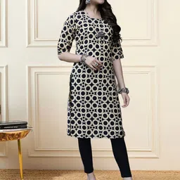 HERE&NOW Selection Of 3 Geometric Printed Round Neck Straight Kurtas image 2
