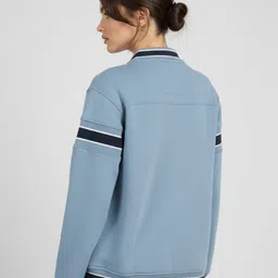 glitchez Stand Collar Drop-Shoulder Sleeves Varsity Jacket image 3