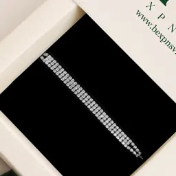 XPNSV Women Brass American Diamond Silver-Plated Charm Bracelet image 5