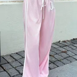 CLOTHINA Women Pure Cotton Mid-Rise Relaxed Fit Side Striped Trousers image 2