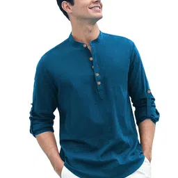 Yugnik Mandarin Collar Roll-Up Sleeves Short Kurta-picture-11