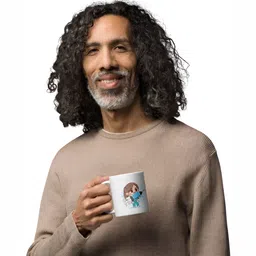 Mr UVD Off White & Blue Printed Ceramic Matte Mugs Set of Cups and Mugs image 2