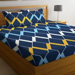 wellnest King Size Double Bed Elastic Fitted Bedsheet with 2 Pillow Cover image 5