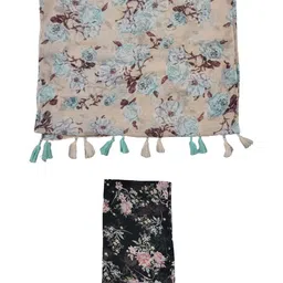 POSHAMPAA be desi Women Pack Of 2 Printed Scarf With Tasselled image 3