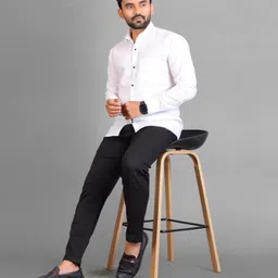 jiggster store Men Regular Fit Solid Spread Collar Casual Shirt image 5