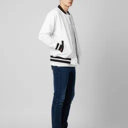 Mast & Harbour Men Typography Printed Mandarin Collar Varsity Jacket image 4