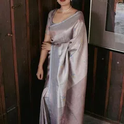 Zenophily Multicolor Women Woven Kanjivaram Pure Silk Art Silk Saree-image-83