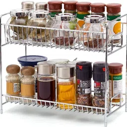 shiyon Containers Kitchen Rack SS Kitchen Storage Rack, Home improvement Storage Space Organizer 2 Tier (Pack Of 1 Pcs) Steel-picture-29