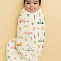 Nuego Infants Kids Car Print Pure Organic Cotton Muslin Swaddle-picture-51