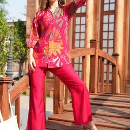 GOLDSTROMS Printed Mandarin Collar Shirt With Trouser image 1