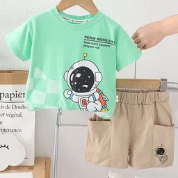 INCLUD Boys Astronaut Printed Round Neck T-shirt With Shorts-picture-10