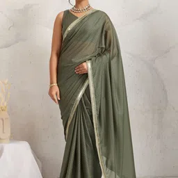 RACHNA Women Georgette Embellished Ready To Wear Saree with Lace Work-image-9