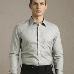 Louis Philippe Men Textured Spread Collar Pure Cotton Formal Shirt-image-22